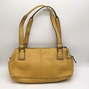 Vintage Fossil Mustard  Pebbled Leather Shoulder Bag with Key ZB9961 Authentic